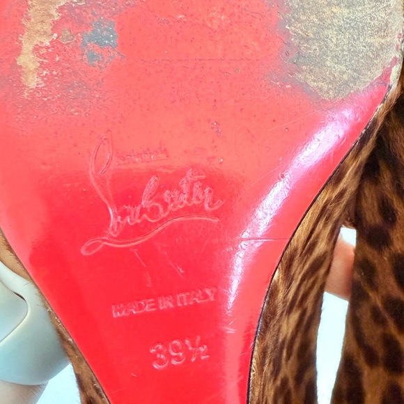 Christian Louboutin Morphing 100 Brown Leopard Calfskin Demi Wedge Heel EU 39.5 - Picture 10 of 11